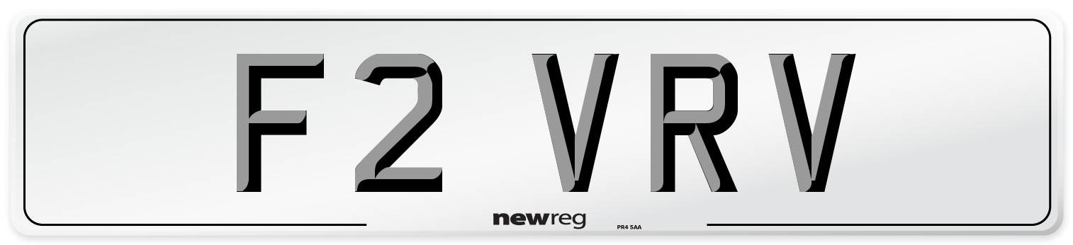F2 VRV Number Plate from New Reg